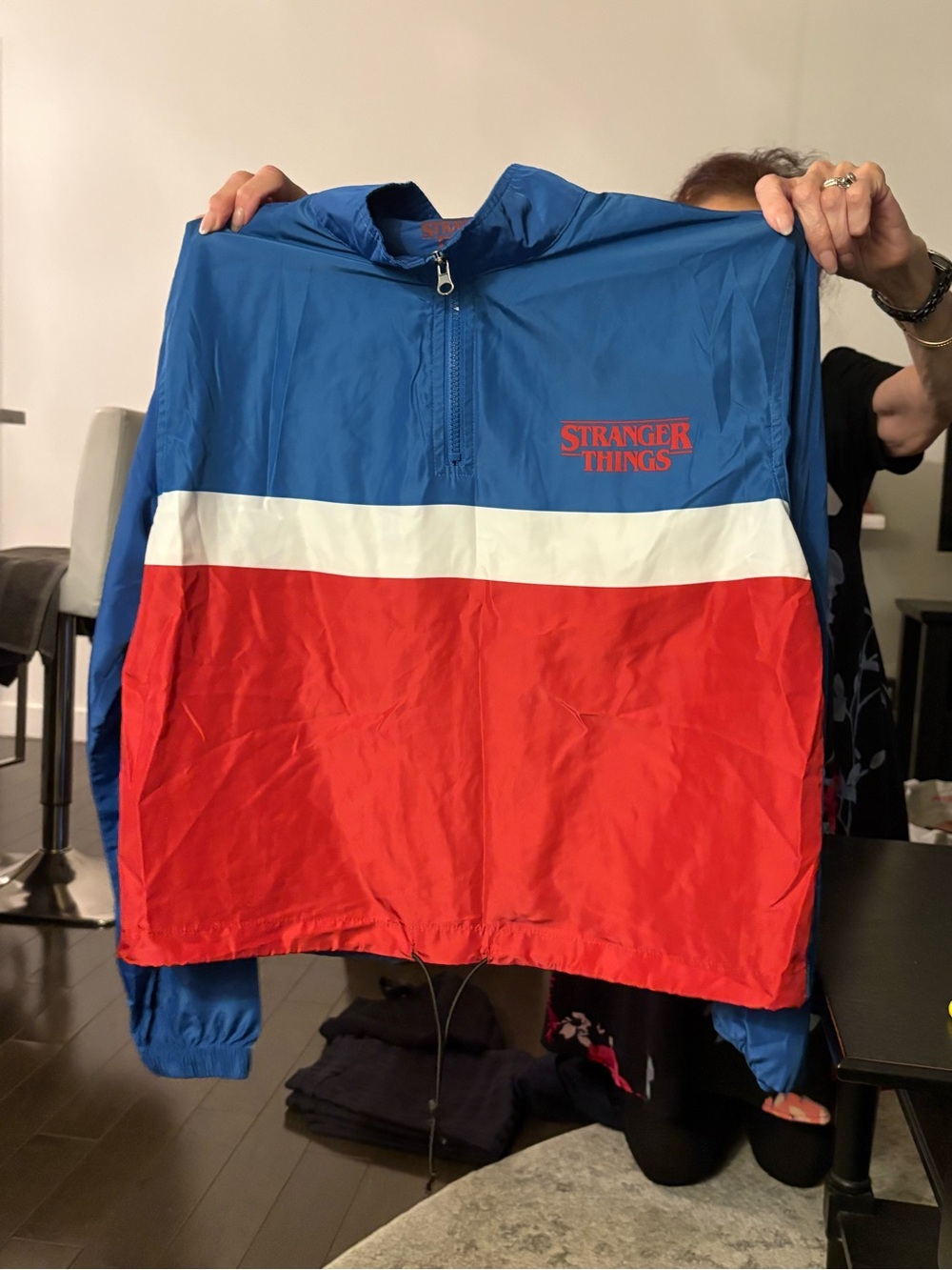 Stranger Things Retro Colorblock Windbreaker - Blue/White/Red